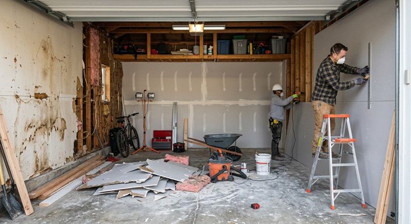 Garage Drywall Replacement in Conroe, TX